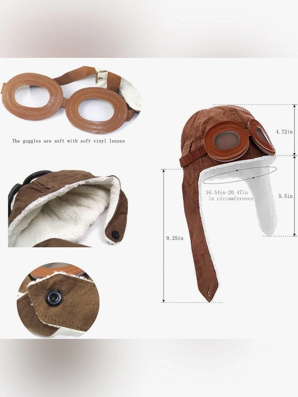 Baby Pilot-Style Winter Hat with Earflaps Brown